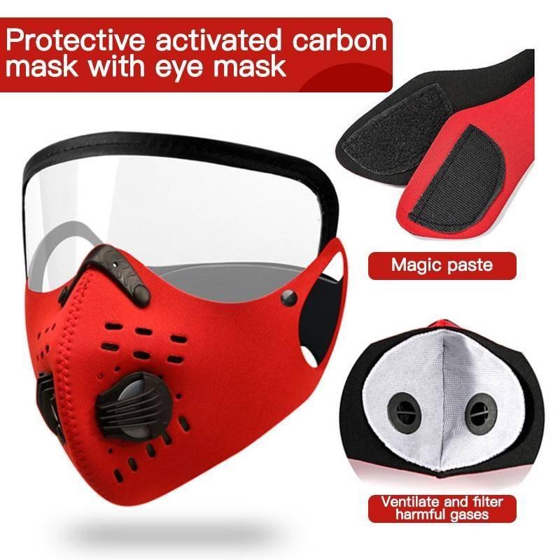 1pcs Cycling Mask Sports Face Shield With Air Flow Valve & Filters Breathable Outdoor Anti-smog Windproof Faces Cover Anti-dust