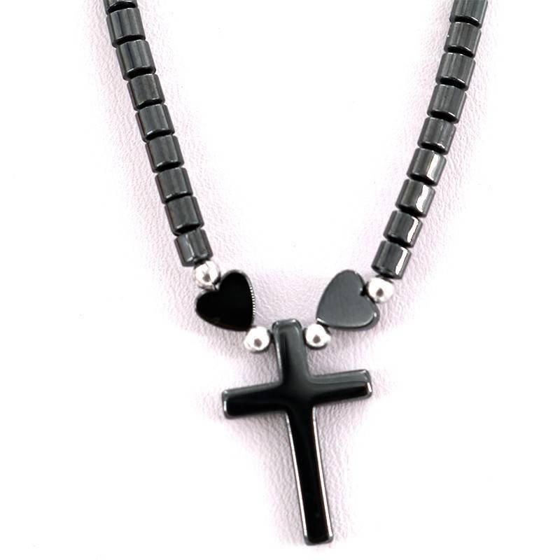 New Fashion Black Onyx Classic Cross Necklace with Gift Box Female Natural Stone  Pendant Necklaces for Women Friends Gift