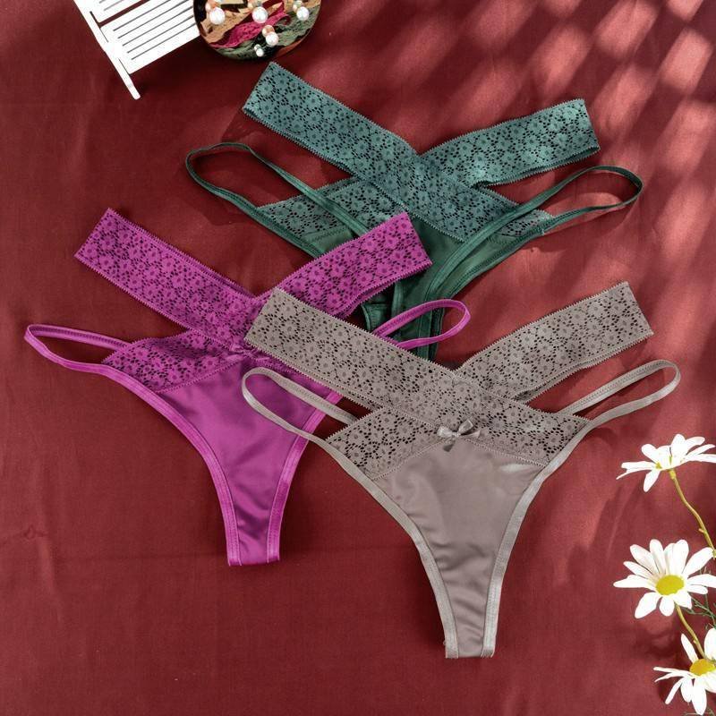 Woman Sexy Panties G-String Lace Transparent Bandage Underwear Thong Tanga Female Exotic Low Waist Hollow Out Underpants