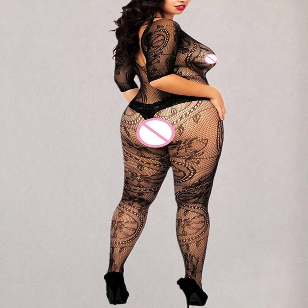 XXXXL Sexy Sheer Mesh Fishnet Tights Body Stockings Women Erotic Lingerie Porn Sex Underwear Sexy Open Crotch Teddies Bodysuits